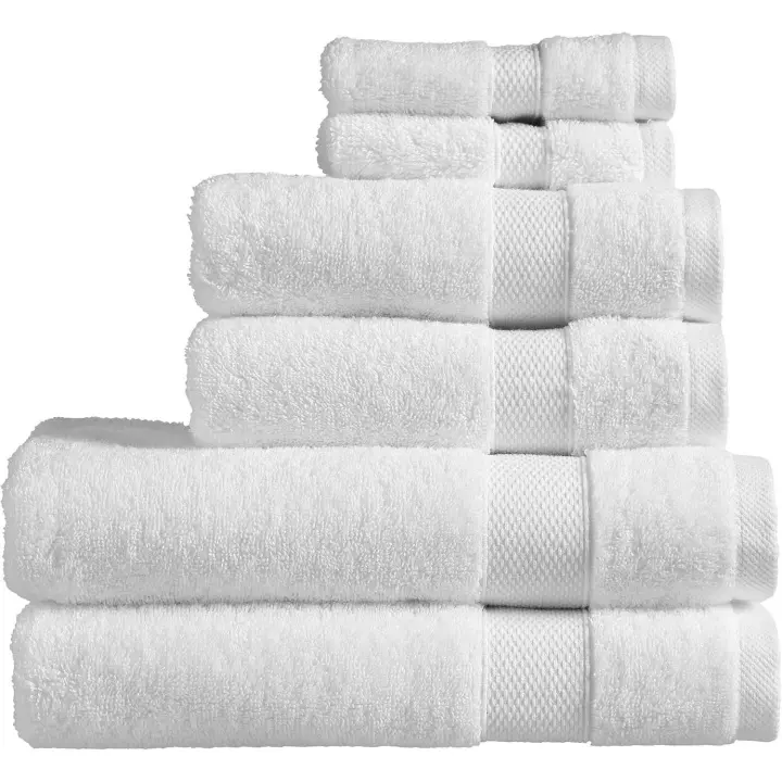 Juego de toallas de baño | Juego de 6 | 2 Baño 2 Manos 2 Rostro | Secado rápido | Tonal y elegante | Toallas de baño suaves y absorbentes,Blanco - 1