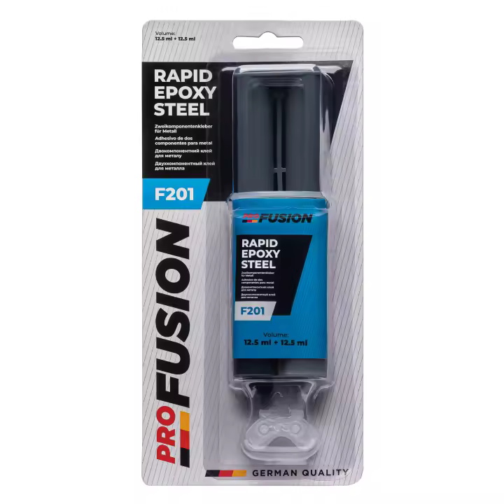 ProFusion - Pegamento Epoxi 2 Componentes para Metal Vidrio Cerámica Granito - Adhesivo Fuerte Rápida - F201 Rapid Epoxy Steel - 25 ml - 1