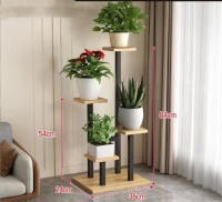 Estantes de Metal + MADERA para plantas, soporte para macetas, Soporte múltiple para macetas, organizador de exhibición para interiores y exteriores, estante para macetas, jardín y balcón 4 Platos - details 4