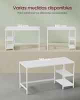 Escritorio Industrial con 2 Estantes Ajustables - Mesa de Trabajo para Oficina o Salón, Estructura de Acero, Marrón Rústico y Negro Tinta - details 2