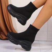 Botas De Pies Altos Para Mujer Invierno 2024 Moda Nueva Zapatos De Caminar Cómodos Botas De Nieve Góticas Tendencia PU Material - details 3