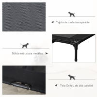 PawHut Cama Elevada para Perros Gatos Portátil Cama para Mascotas con Zona de Malla Transpirable y Tela Oxford para Interior Exterior 92x76x18 cm Negro - details 3