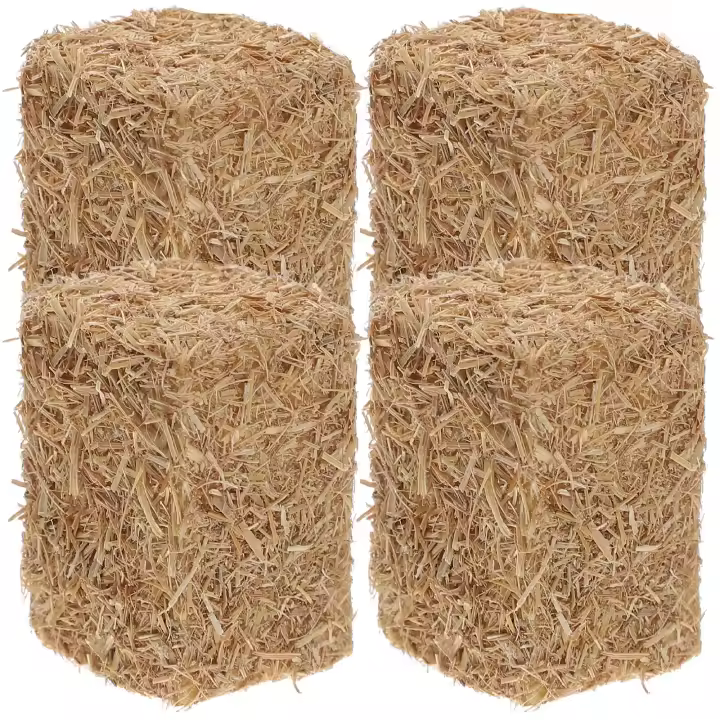 4 Pcs Mini Haystack Decoración De Jardín Falso Adorno Artificial De Paja Para Decorar La Casa Y El Hogar Bales De Madera Simulados Para Habitaciones Rústicas - 1