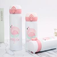 Lindo Flamingo patrón de aislamiento térmico botella de agua de acero inoxidable a prueba de fugas frascos de vacío tapa ventosa drinkware - details 0