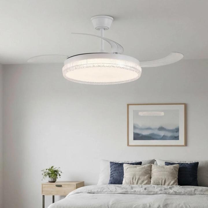 Lúzete - Ventilador De Techo Led 55w Regulable Aspas Retráctiles Blanco Nerio Led Integrado 185-265v — oferta en Miravia