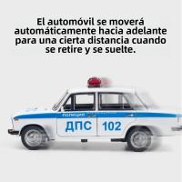 Modelo De Coche De Policía Lada 2106 a Escala 1/24 En Aleación De Metal Con Función De Retroceso Y Simulación De Luz Y Sonido Regalos Para Niños Vehículos De Metal Para Juguete - details 2