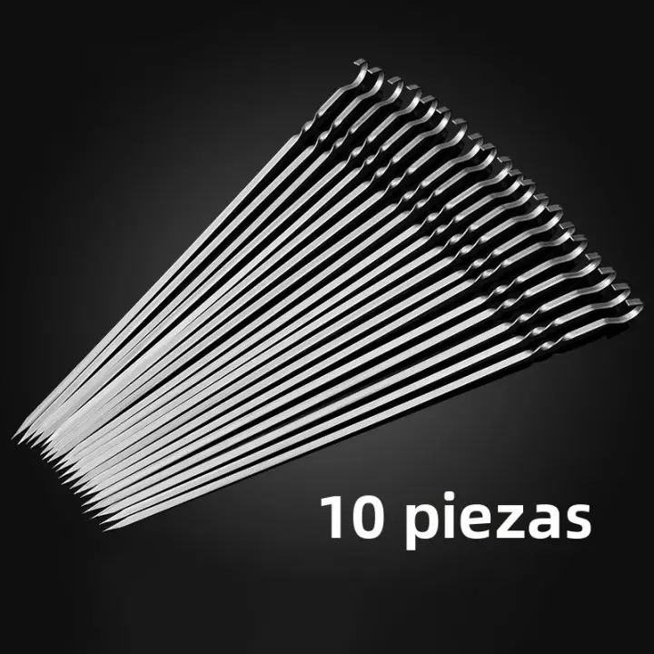 Brochetas De Acero Inoxidable Reutilizable Para Barbacoa 10/20/30/50/100Pcs Ideal Para Camping Al Aire Libre Y Fiesta De Asado Interior - 1