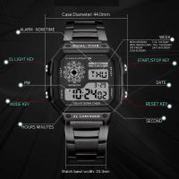 Reloj Deportivo De Lujo Para Hombre YIKAZE Con Correa De Acero Inoxidable Resistente Al Agua Y Luz LED Mostrador Digital Estilo Militar - details 9