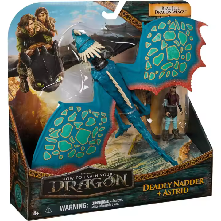 Dreamworks Dragons - Pack Figura Dragón y Vikingo: Nader Mortífero y Astrid de Cómo Entrenar a Tu Dragón - Figuras de Acción Articuladas - Juguetes Niños 4 Años + (Spin Master 6074005) - 1