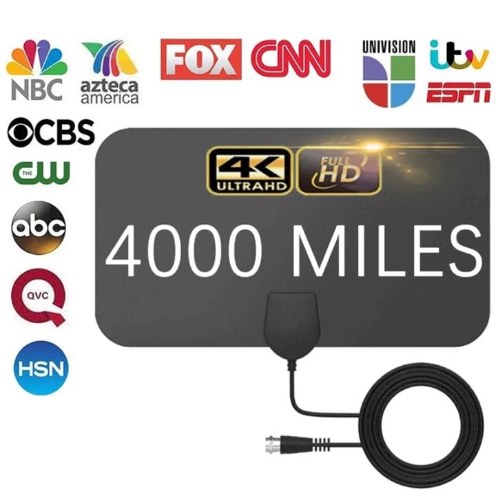Antena Para TV 4K Global Digital 1080P DVB-T2 Booster HD De 4000 Millas Para RV Exterior Y Interior Receptor De Señal Para Smart TV