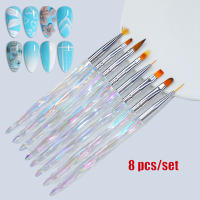 Misscheering 8pcs/set Aurora Rotuladores De Acrílico Para Dibujar En Uñas Con Pincel Suave Y Delgado Para Diseño De Uñas Gel De Gradiente DIY - details 3