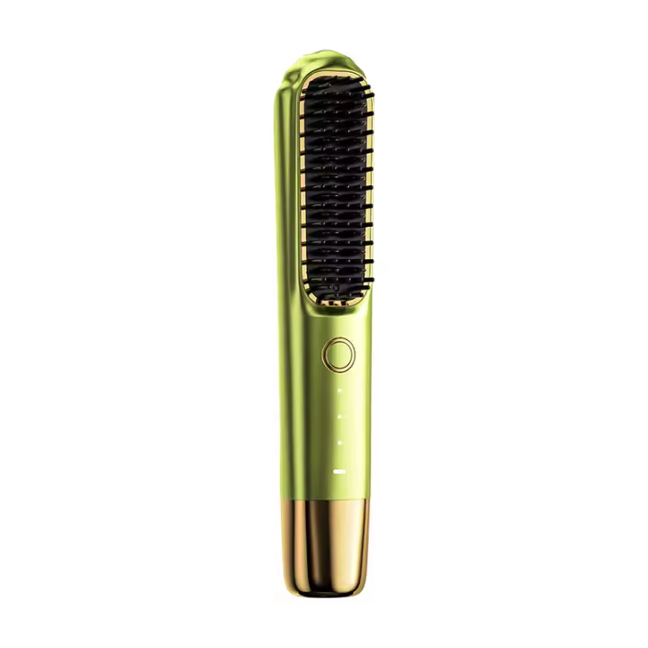 Planchas del pelo，Alisador de pelo eléctrico, verde oliva con acentos dorados rosados, herramienta de alisado cerámico con 3 ajustes de temperatura, batería de litio recargable USB de 4000mAh, estilizador de pelo portátil de 22W, regalo ideal para mujeres - 1