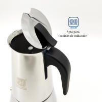 Cafetera Italiana inducción Fabricado en España | 2 ,4, 6, 10 ,Tazas | cafetera Express para Placas y vitroceramicas inducción | Acero Inoxidable | Apto lavavajillas (no Incluye Molinillo café) Cafetera Italiana Acero Inoxidable - details 4