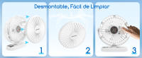 Aigostar Ventilador Silencioso Ventilador de Mesa 3 Velocidades, 5 Aspas, Con luz nocturna. Oscilación Multidireccional, Recargable por USB,  para Dormitorio Salón Cocina Oficina Camper. Notus - details 6