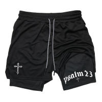 Shorts De Entrenamiento Para Hombre Con Estampado De Cruz Psalm 2 En 1 Running Performance Transpirable Con Bolsillo Para Teléfono Móvil Activewear - details 17