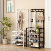 Estantería Multifuncional de Acero al Carbono con Ganchos, Tamaño 80x26x153 cm, Estantería de Zapatos y Organizador para Entrada, Baño, Dormitorio y Oficina - details 7
