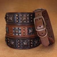 Collar De Cuero Genuino Para Perros Grandes Y Medianos Collar De Cuero Real Ancho Para Rottweiler Bulldog Adecuado Para Todas Las Etapas De Vida - details 3