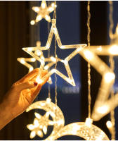 Curtain Garland LED De Estrella Y Luna Para Decoración De Eid Mubarak Y Ramadan 2025 Luz De Cadena Para Eventos Musulmanes Y Fiesta En Casa - details 3