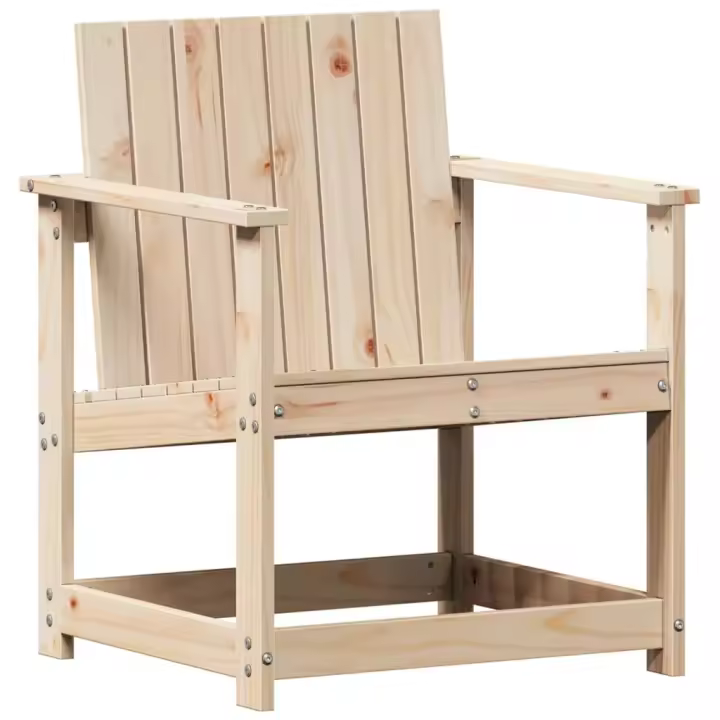 vidaXL Silla de jardín madera maciza de pino 62x56x77 cm Pino natural, Pino blanco, Douglas natural Conjunto Terraza Muebles Jardín Exterior Juego de Muebles de jardín Mueble Jardín Exterior Muebles de Salon Exterior - 1
