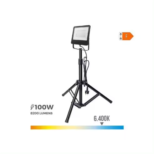 EDM Foco Proyector LED 100W 8000lm Luz Fría Tripode Aluminio 6400K - 70336  Iluminación Exterior Proyectores Led - 1
