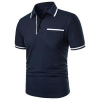 Camisa Polo Para Hombre De Manga Corta Color Sólido Casual Verano Transpirable Suelta Con Bolsillos Top Basic Splice Trendy - details 11