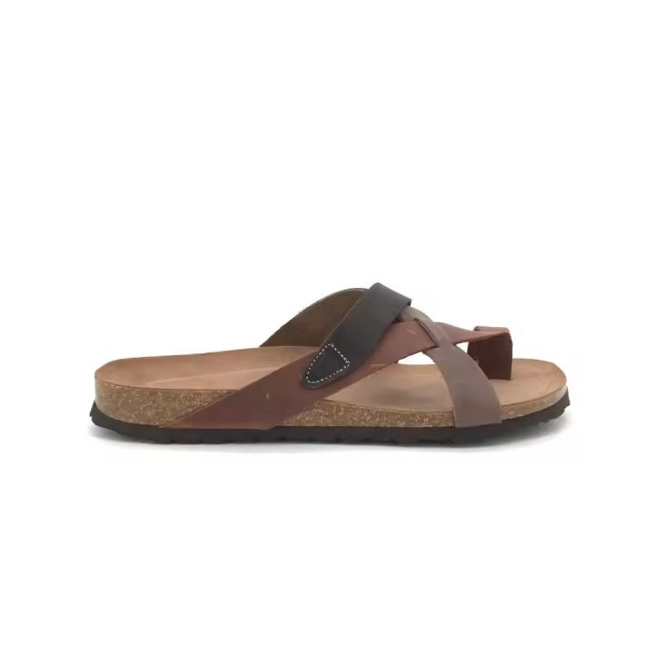 Chancla de Interbios para hombre, mod.9513, Sandalia tipo bio en piel para hombre fabricadas en españa planas - 1