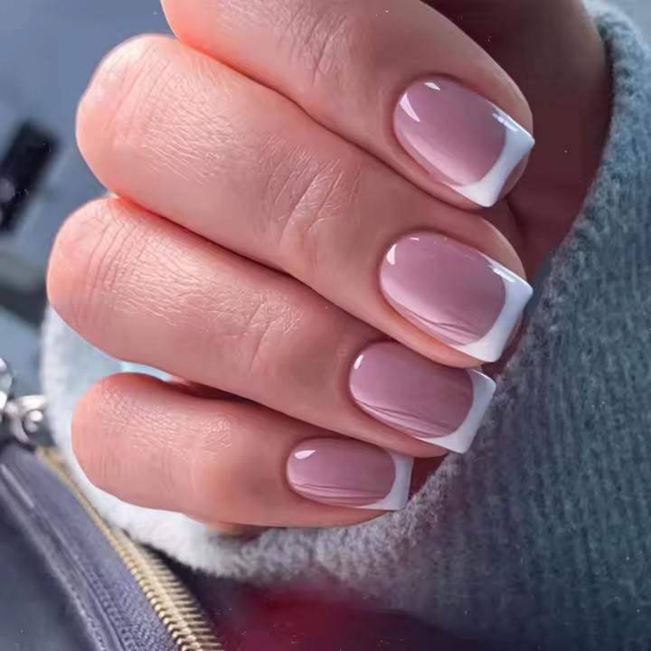 Set De Uñas Postizas Cortas Cuadradas Blancas Full Cover 24Pcs Con Archivo De Uñas Y Pegamento Para Mujer Y Niña Regalo Ideal - 1