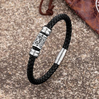 Pulsera Vikinga Vintage Con Runas Para Hombres Y Mujeres Hecha a Mano En Cuero Con 24 Runas Nórdicas Pulsera Escandinava De Amuleto Para Parejas Regalos - details 1