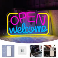 Letra LED De Bienvenida Abierta Signo Neon Para Decoración De Bar Business Tienda Club Suministro USB Material Acrílico - details 3
