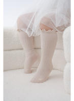 Calcetines De Algodón Para Bebés Y Niñas Largos Hasta La Rodilla Con Volante Estilo Frilly Solids Adecuados Para Primavera Verano Talla Unica Para Recién Nacidos Hasta 36 Meses - details 3