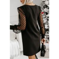 Vestido Casual Y Moda Para Mujer De Color Sólido Largo Manga Redondo Malla Cómodo Tallas S-XXL Neck round Dress - details 5