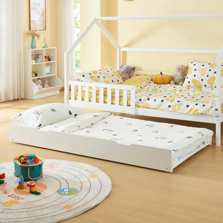 Cama supletoría Ydre (sin cama principal) con ruedas 90x197cm - Blanco [en.casa] - 1