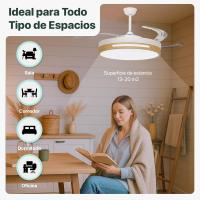 Ventilador de Techo Moderno 66W con 4 Aspas Retráctiles, Luz LED 36W, Motor DC 30W, 6 Velocidades, 3CCT, Control Remoto Ostark-LEDUNI - details 2