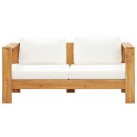 vidaXL Sofá de jardín con cojín madera de acacia 140 cm Crema, Gris oscuro, Conjunto Terraza Muebles Jardín Exterior Juego de Muebles de jardín Mueble Jardín Exterior Muebles de Salon Exterior - details 0