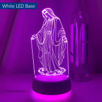 Lámpara De Noche 3D Ilusión De Jesús Cambio De 7 Colores Control Remoto LED Decorativa Cristiana Luz De Oración De Mesa - details 8