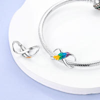 Encantos De Cocodrilo Plateado En Plata Con Dibujo Colorido Encantos Colgantes Para Pulseras Y Collares Joyería DIY - details 2