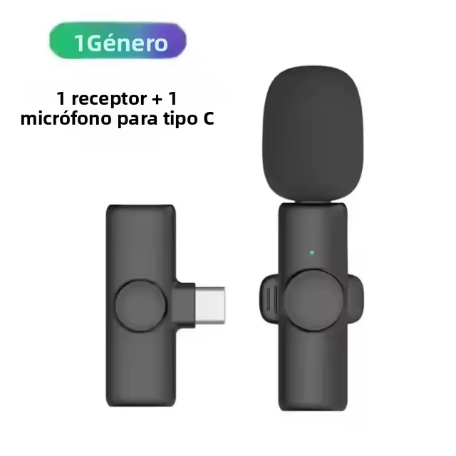 Micrófono Lavalier Dual Inalámbrico Profesional Para iPhone Android Móvil PC Con Botón De Corbata Y Cuello Microfono Para Vlog Y Live - 1