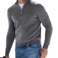 Sudadera cálida para hombre, suéter informal con media cremallera, cuello en V, manga larga, Color sólido, Top de otoño e invierno - details 7