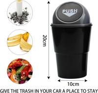 Bote de basura de coche con tapa, pequeño plástico impermeable almacenamiento de residuos cubo de basura para oficina hogar dormitorio, accesorios de coche (gris) - details 0