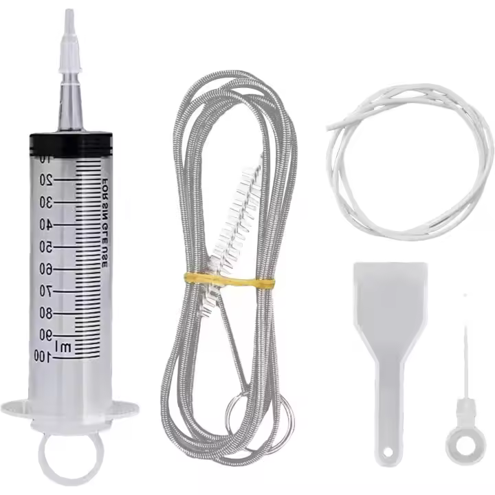 Juego de limpieza para frigorífico, juego de limpieza de orificios de drenaje, cepillo de limpieza para frigorífico, limpieza de tuberías flexibles con - 1