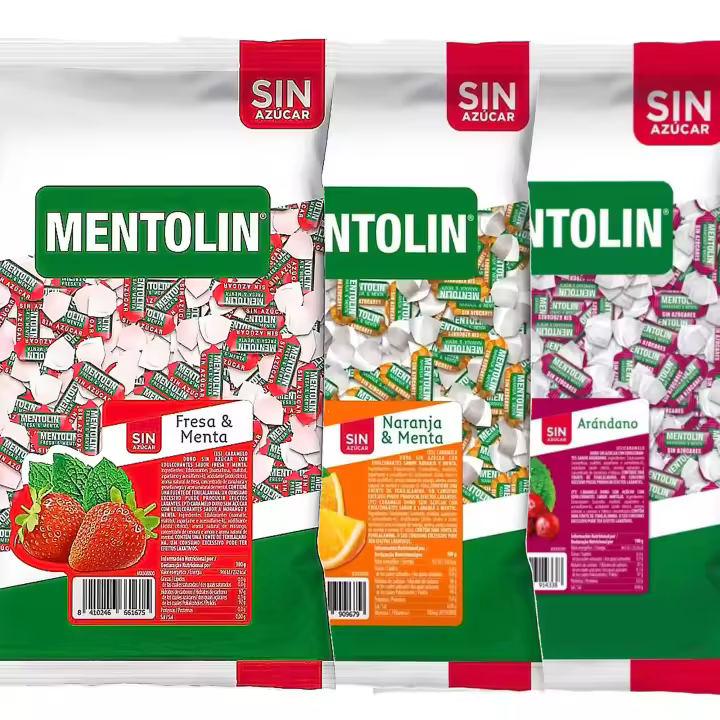 MENTOLIN PACK 3 Kg caramelos sin azúcar duros Fresa Menta & Naranja & Arandano - 1