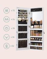 Espejo joyero de pared blanco con luces led, armario de almacenamiento bloqueable, sin marco, perfecto para maquillaje - details 4