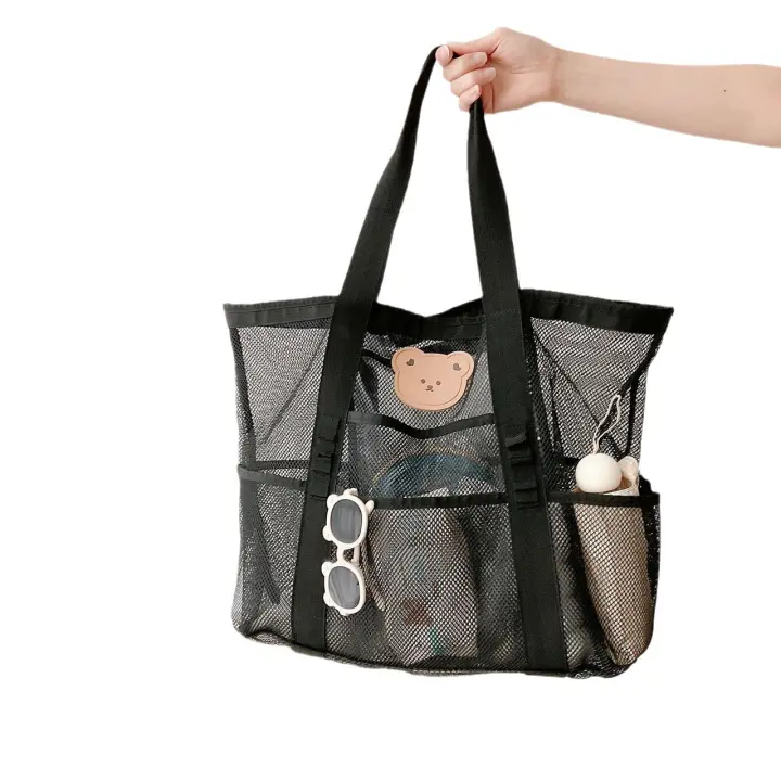 Bolsa de playa de gran capacidad, bolsa hueca de malla, bolsa de natación de verano para padres e hijos, bolsa de almacenamiento para lavado con un solo hombro - 1