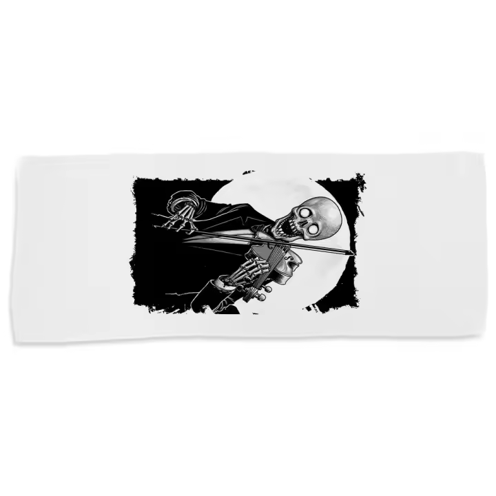 MERCHANDMANIA TOALLA MEDIANA GIMNASIO ABSORBENTE calavera esqueleto romantico serenata violin suave con bolsita - 1
