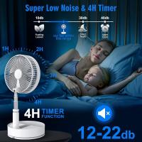 Ventilador portátil oscilante con control remoto, ventilador de escritorio plegable, mini ventilador USB de 8 pulgadas 7200 mAh, ventilador de piso Silencioso para Oficina, dormitorio, camping - details 1