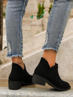 SP Botas Chelsea with estampado de Leopardo para Mujer, de talla Grande, estilo Británico, color sólido, Punta puntiaguda, Cremallera trasera informal, Tacón Bajo, Zapatos individuales para Mujer. - details 4