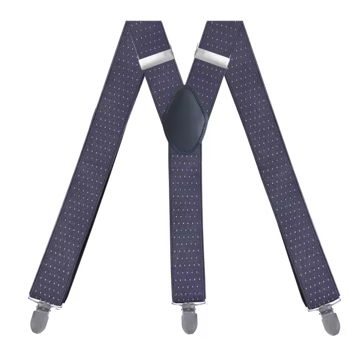Tirantes en forma Y de 1.4 pulgadas, 3 clips en metal, correas elásticas, Estilo a cuadros - 1