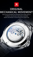 Reloj Mecánico Automático Para Hombre OLEVS Luminoso Resistente Al Agua Con Fase Lunar Y Múltiples Funciones Acero Inoxidable Sin Numeración - details 7