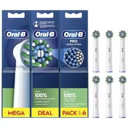Cabezal de Recambio Braun para cepillo Braun Oral-B Pro Cross Action/ Pack 6 uds - 1