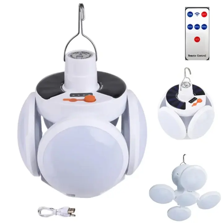 Lámpara De Emergencia Portátil Solar LED Recargable USB Linterna de Búsqueda Para Camping Y Apagones Ligera - 1